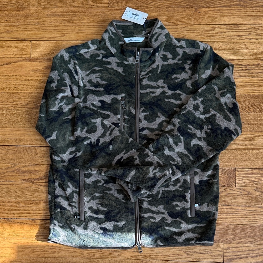 Peter Millar Green Camo Performance Jacket Medium NWT Fleece